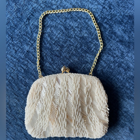 PRIVATE ORDER for @ryhumb: Vintage White Beaded Clutch Purse 1950s Style - Picture 2 of 5